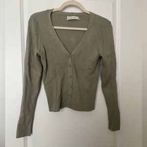 Abercrombie and Fitch Ribbed Green Cardigan